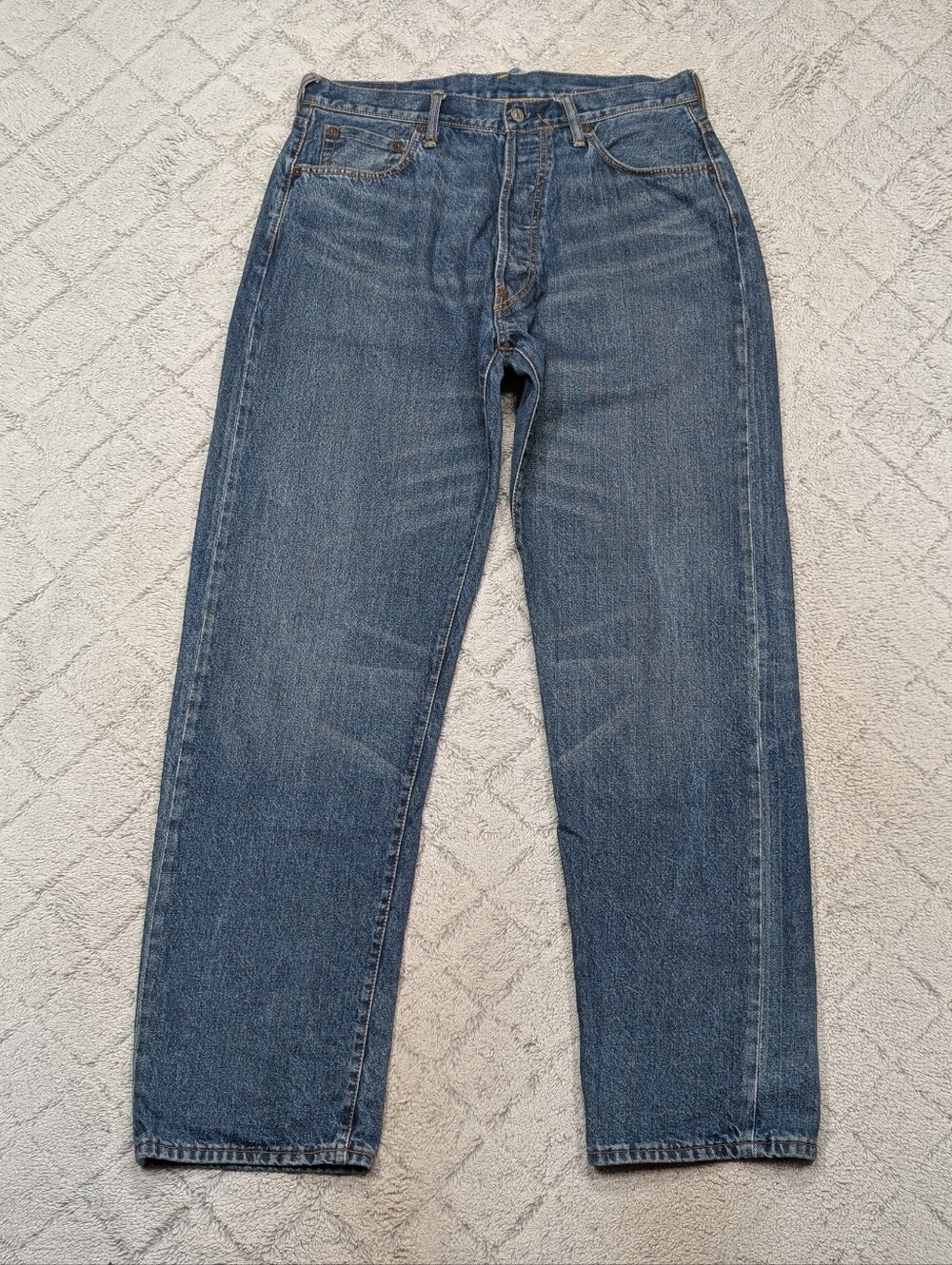 Evisu Jeans Mens 36x35 Blue Japanese Selvedge Denim Baggy Straight Diacock Logo